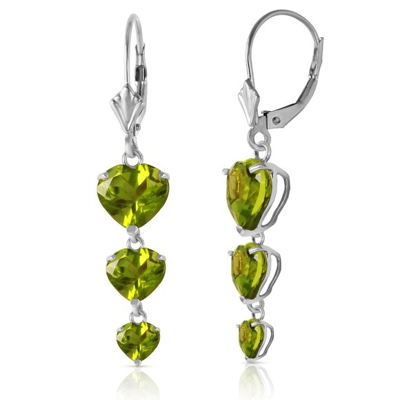 14K. SOLID GOLD CHANDELIERS EARRING WITH PERIDOTS (White Gold) - Picture 2 of 5